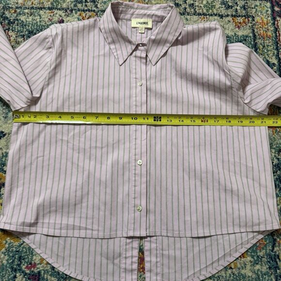 L'AGENCE Cosette Striped High-Low Cropped Button Up Shirt Size Small - Picture 5 of 9